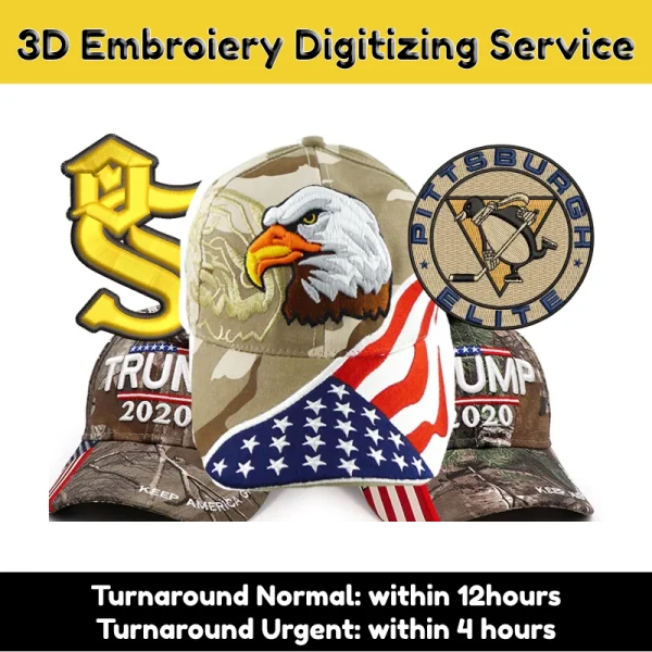 3d puff embroidery Digitizing Services