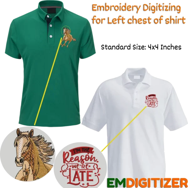 Embroidery Digitizing for Left chest of shirts