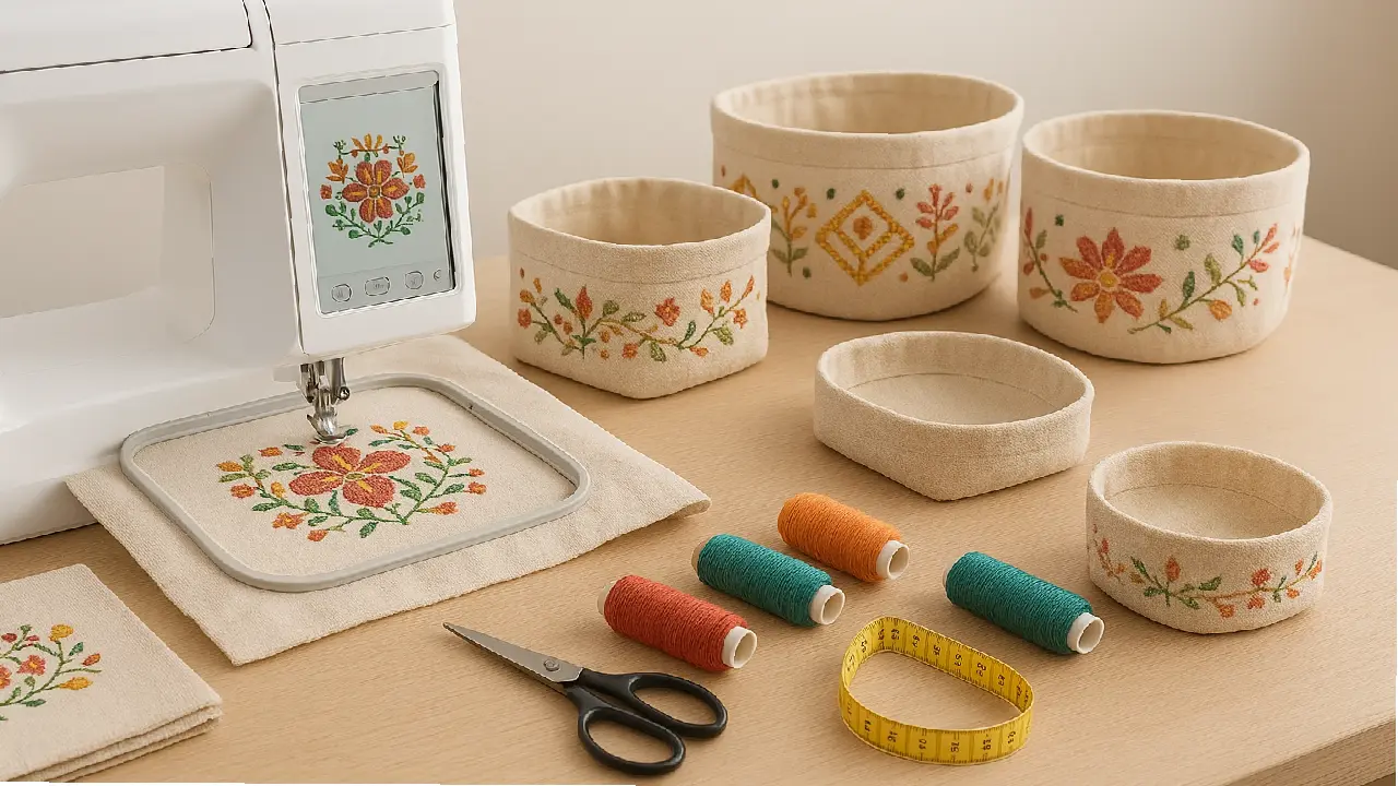 How to Embroider DIY Fabric Basket Pattern – Complete Tutorial