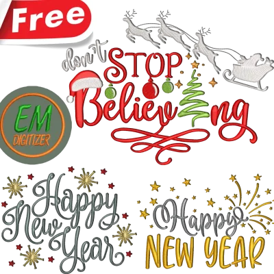 New Year with Don't Stop embroidery design