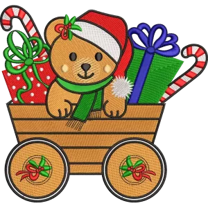 Diseño de bordado de Navidad de oso