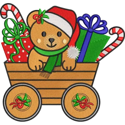 Diseño de bordado de Navidad de oso