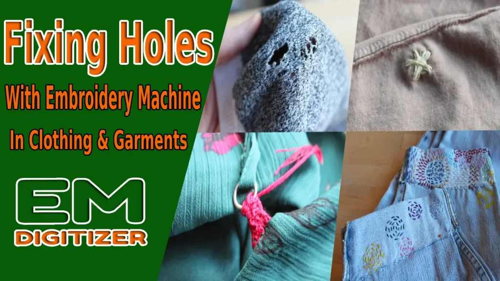Arreglando agujeros con máquina de bordar en ropa & Vestidos