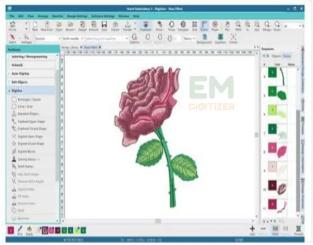 Stickmuster mit dreiblättrigen Blumen