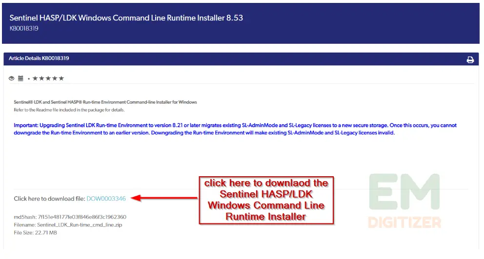 Programma di installazione runtime del collegamento di comando Sentinel HASP_LDK
