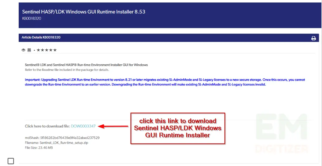 Programma di installazione runtime della GUI di Windows Sentinel HASP_LDK