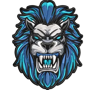 Cara de león azul