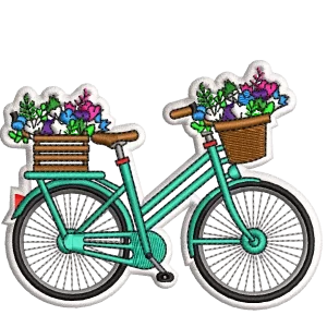 Fahrradaufkleber Fahrrad mit Blumen