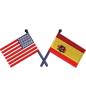 Значки со скрещенными флагами Испании и США
