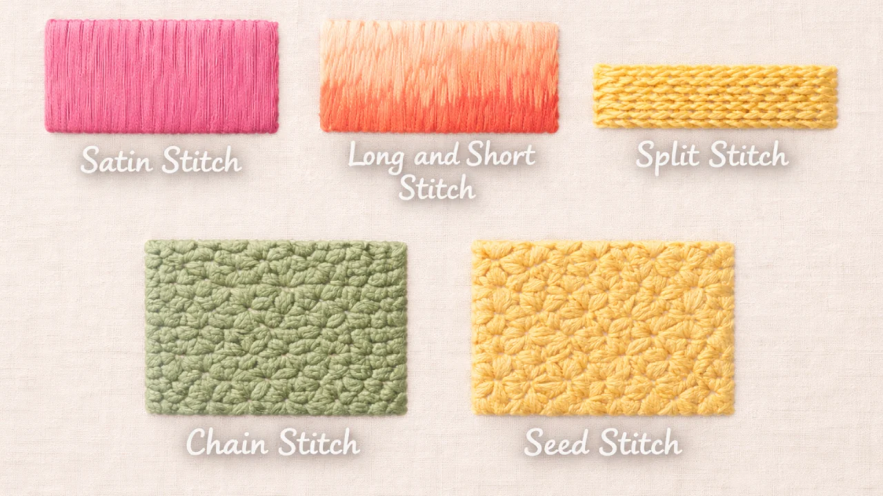 5 Embroidery Stitches For Filling Large Areas
