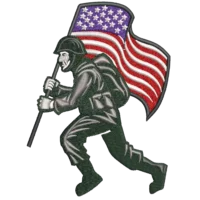 Military Soldier Carrying The United States Flag