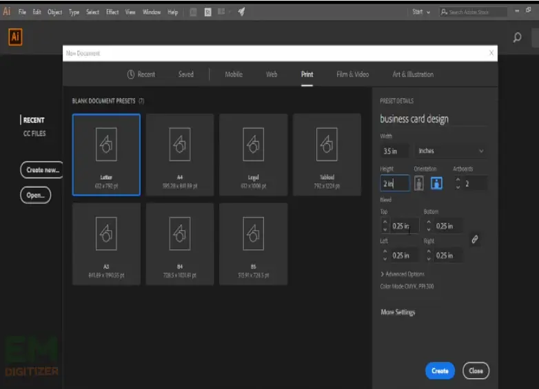 Document setup