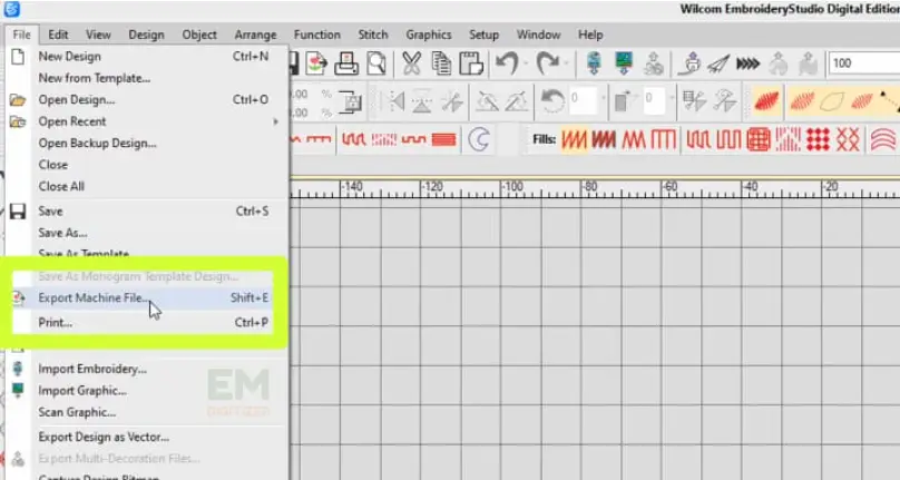 Export machine files