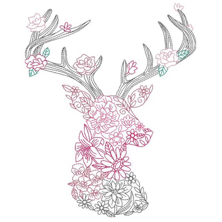 Deer Head With Flowers