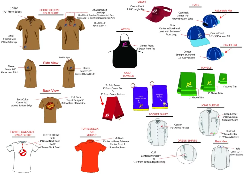 Embroidery logo placement position