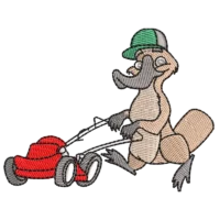 Platypus Cartoon Cutting Grass