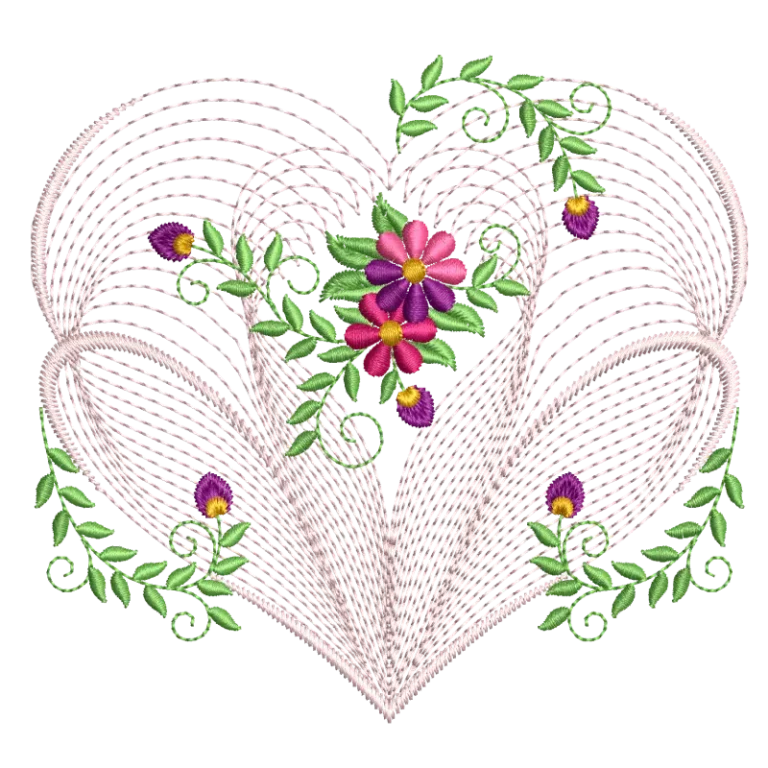 Rippled Floral Heart