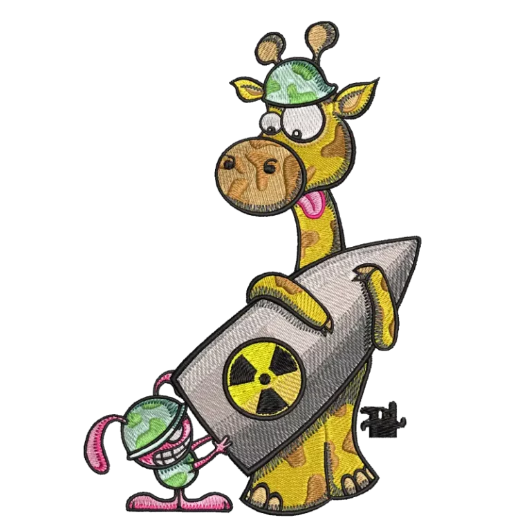 Giraffe and Bunny with Rocket