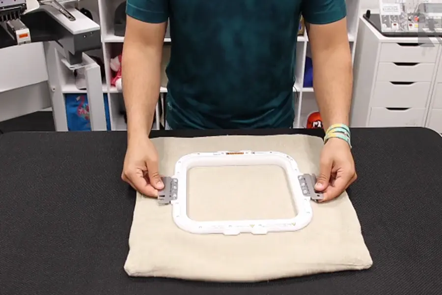 grab the fabric and stabilizer nicely