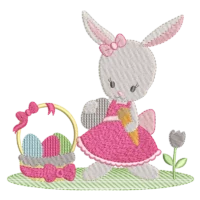 Little Bunny Holding Basket