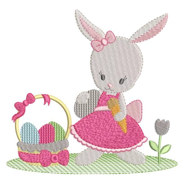 Little Bunny Holding Basket