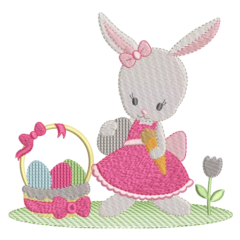 Little Bunny Holding Basket