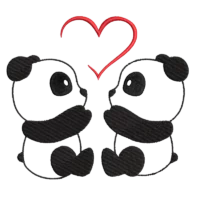 Panda Couple Love Hearts