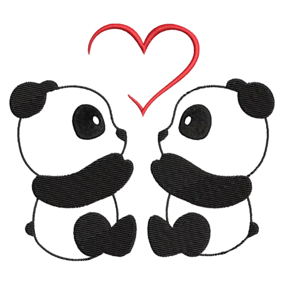 Panda Couple Love Hearts