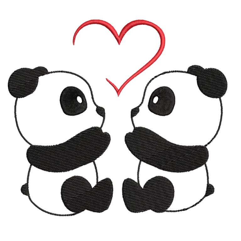 Panda Couple Love Hearts
