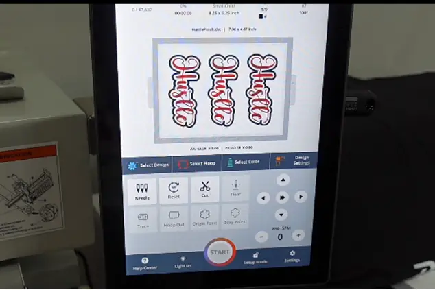 Insert the hoop in the machine and adjust the design set step-2-part-2
