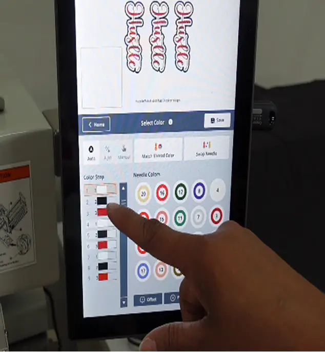 Insert the hoop in the machine and adjust the design set step-4
