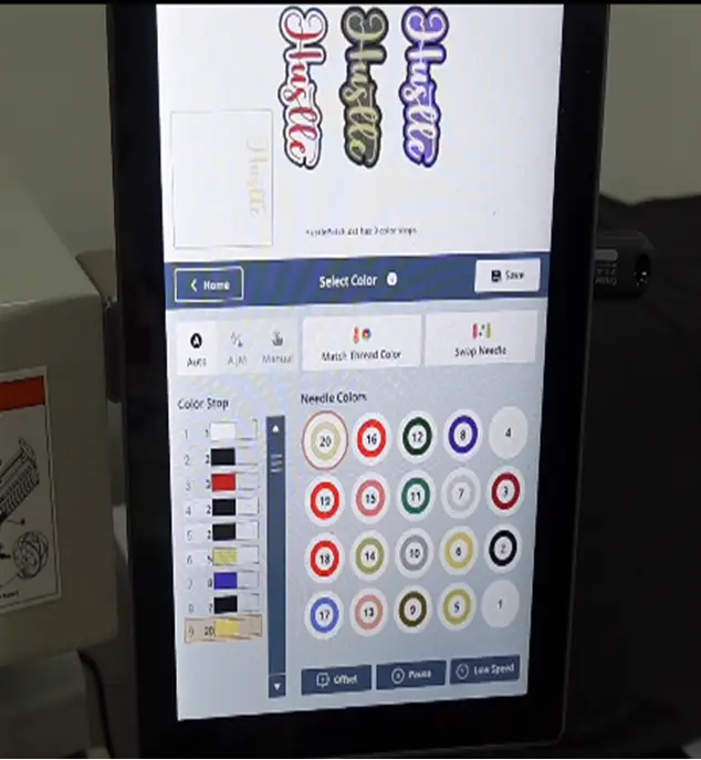 Insert the hoop in the machine and adjust the design set step-5