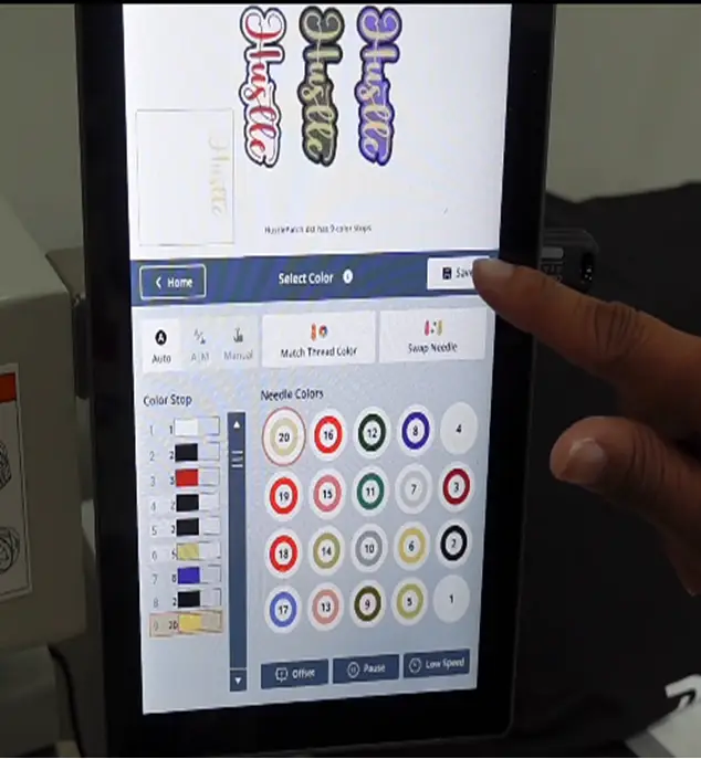 Insert the hoop in the machine and adjust the design set step-6
