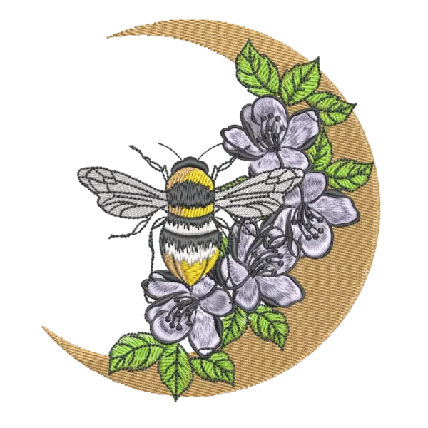 Bee and Flowers with Moon